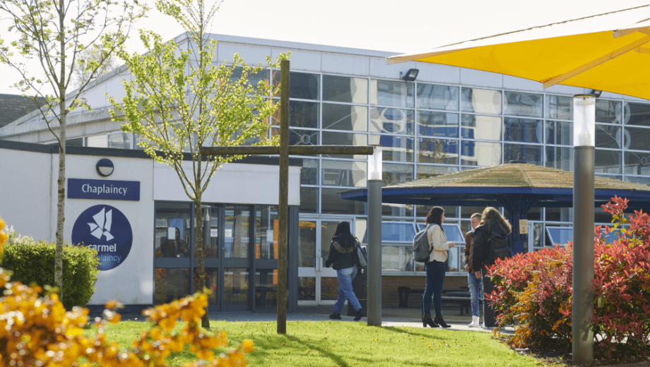 Chaplaincy building outside in the gardens at Carmel College in St Helens