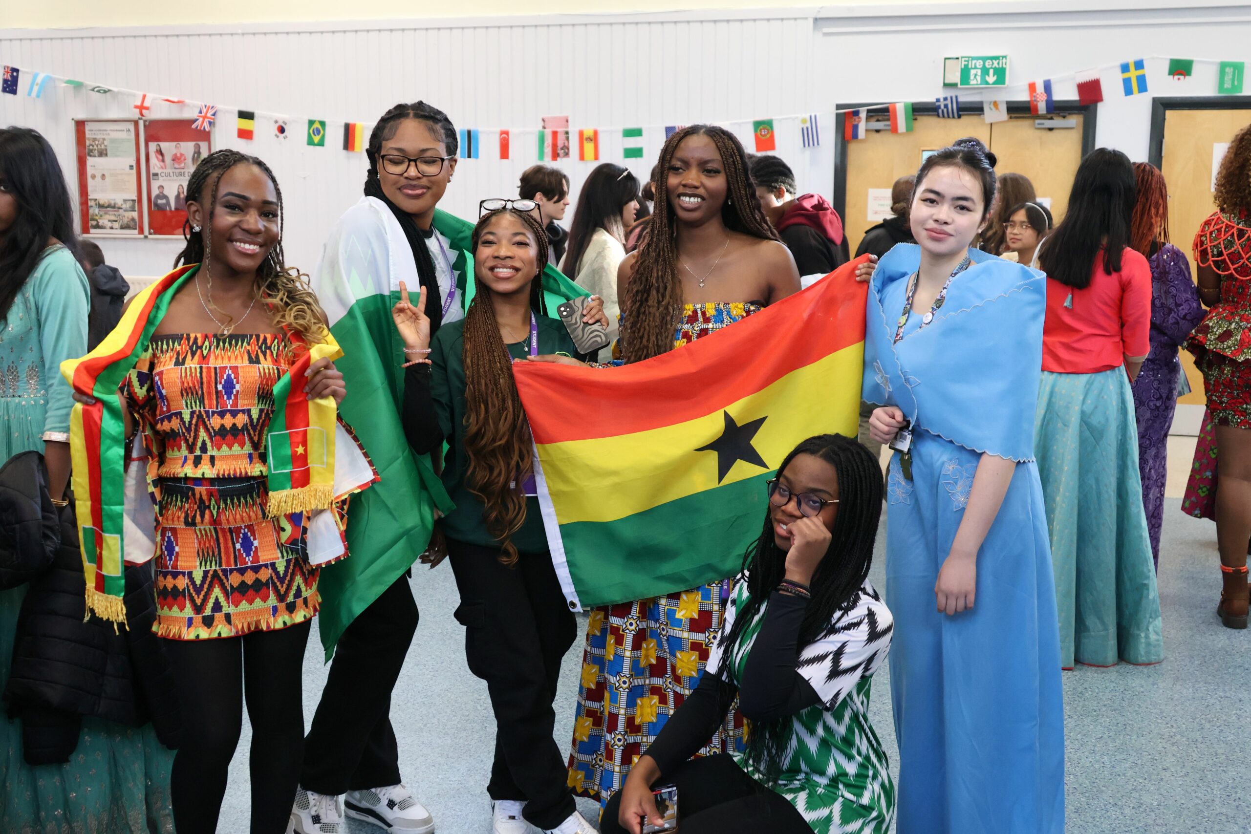 picture of a group of students on culture day dressed in traditional costume